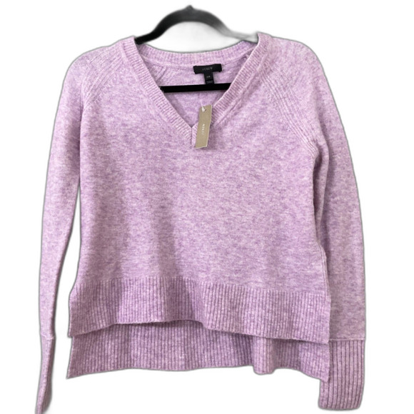 NWT J. Crew V-neck Sweater Alpaca Wool Blend women’s XXS light purple soft - Picture 1 of 13
